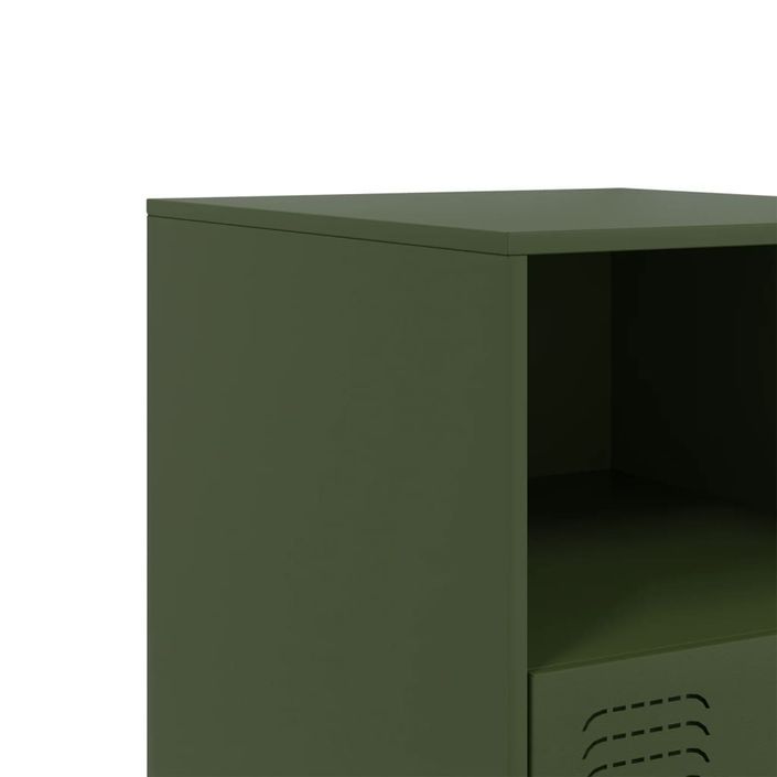 Tables de chevet 2 pcs noir vert olive 34,5x39x44 cm acier - Photo n°10