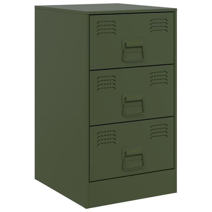 Tables de chevet 2 pcs noir vert olive 34,5x39x62 cm acier - Photo n°5