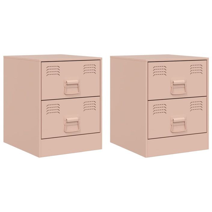 Tables de chevet 2 pcs rose 34,5x39x44 cm acier - Photo n°2