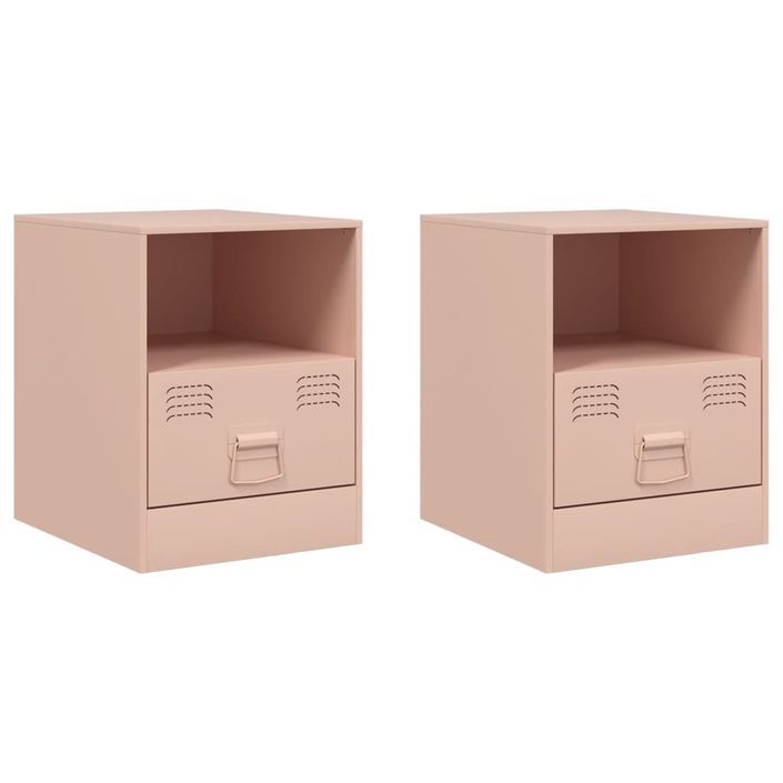 Tables de chevet 2 pcs rose 34,5x39x44 cm acier - Photo n°2