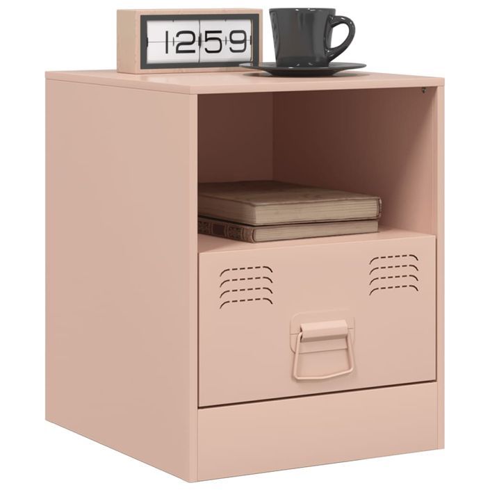 Tables de chevet 2 pcs rose 34,5x39x44 cm acier - Photo n°3