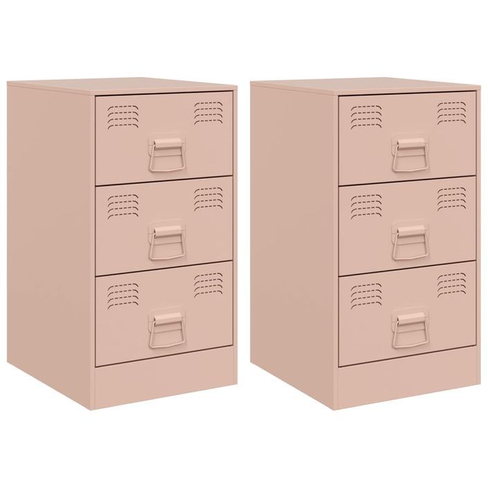 Tables de chevet 2 pcs rose 34,5x39x62 cm acier - Photo n°2