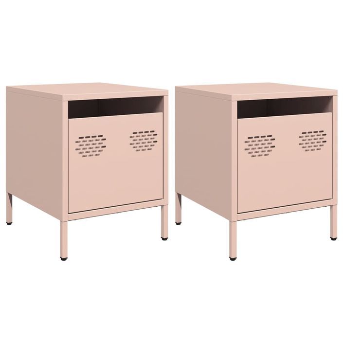 Tables de chevet 2 pcs rose 35x39x43,5 cm acier - Photo n°2