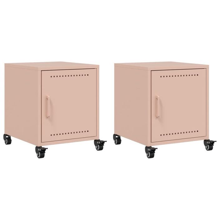 Tables de chevet 2 pcs rose 36x39x43,5 cm acier - Photo n°2