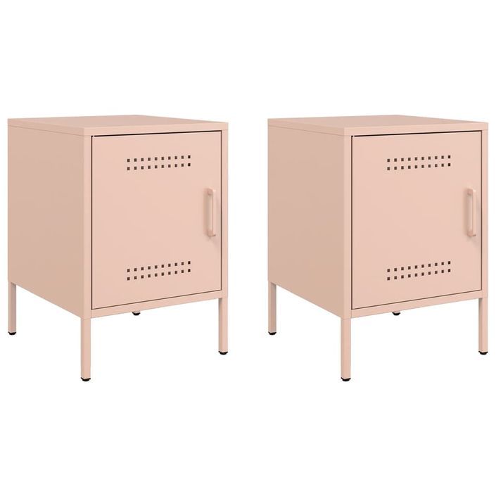 Tables de chevet 2 pcs rose 36x39x50,5 cm acier - Photo n°2