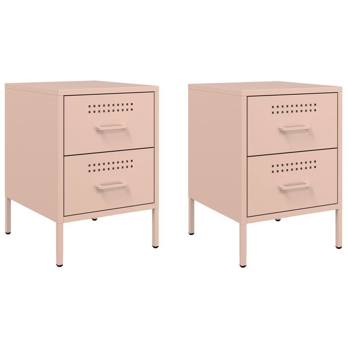 Tables de chevet 2 pcs rose 36x39x50,5 cm acier - Photo n°2