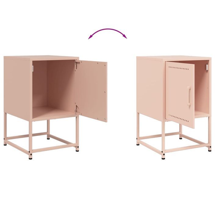 Tables de chevet 2 pcs rose 36x39x60,5 cm acier - Photo n°9