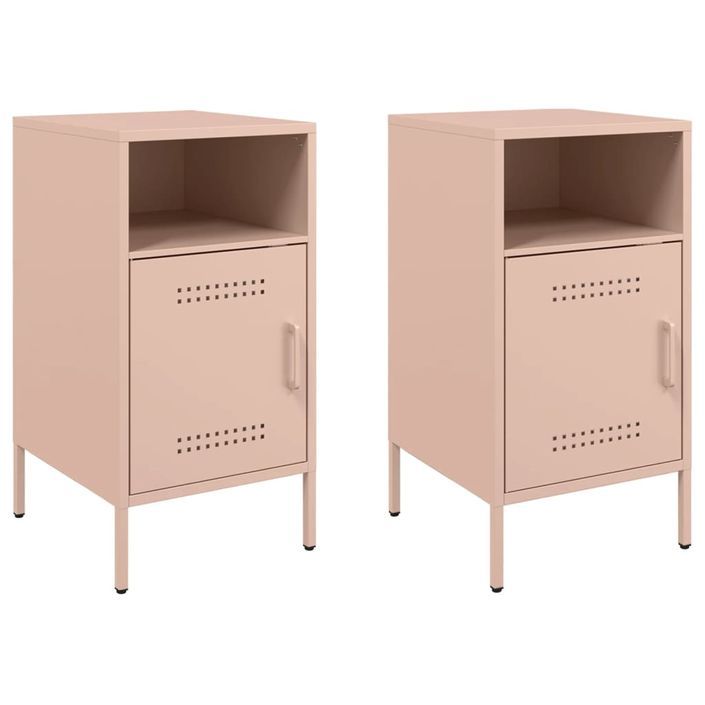 Tables de chevet 2 pcs rose 36x39x68 cm acier laminé à froid - Photo n°2