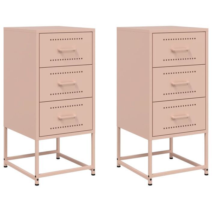 Tables de chevet 2 pcs rose 36x39x78 cm acier - Photo n°2