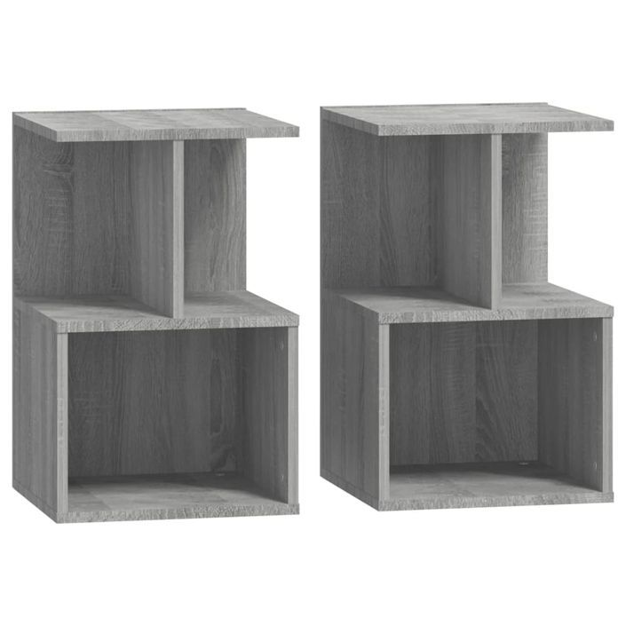 Tables de chevet 2 pcs Sonoma gris 35x35x55 cm Bois ingénierie - Photo n°2