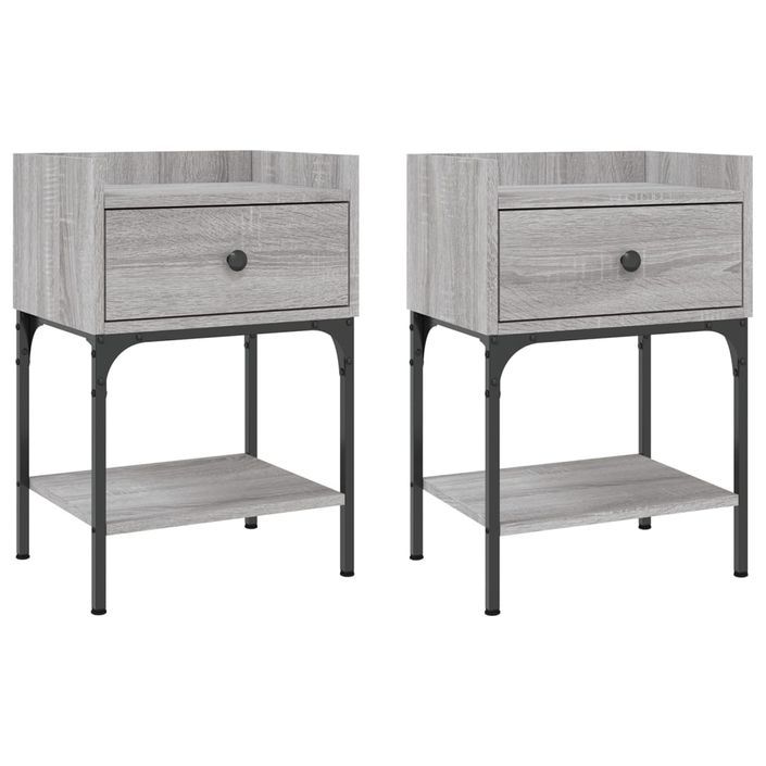 Tables de chevet 2 pcs sonoma gris 40,5x31x60 cm - Photo n°1