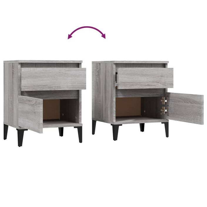 Tables de chevet 2 pcs Sonoma gris 40x35x50 cm - Photo n°9