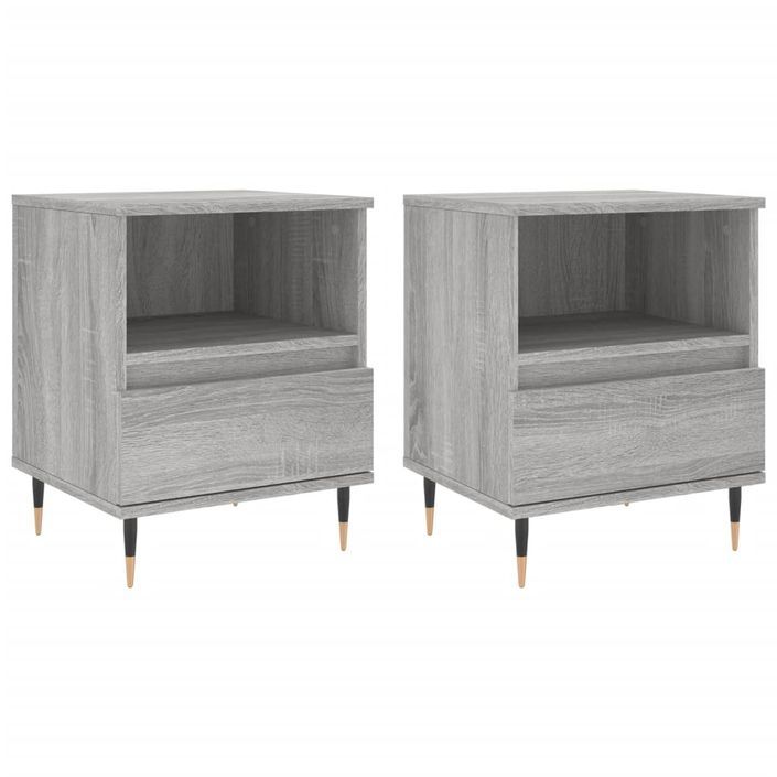 Tables de chevet 2 pcs sonoma gris 40x35x50 cm bois ingénierie - Photo n°1