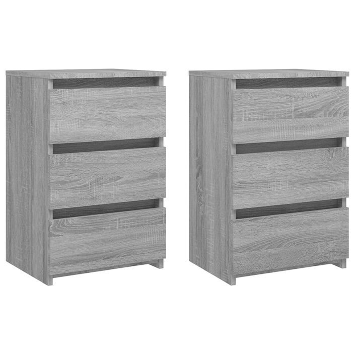 Tables de chevet 2 pcs Sonoma gris 40x35x62,5cm Bois ingénierie - Photo n°2