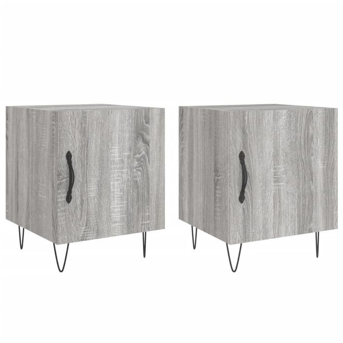 Tables de chevet 2 pcs sonoma gris 40x40x50cm bois d'ingénierie - Photo n°1