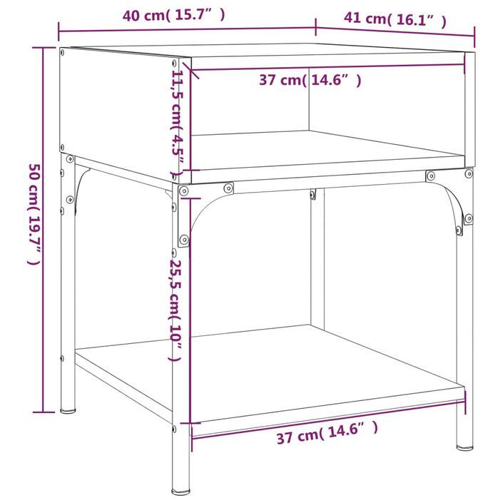 Tables de chevet 2 pcs sonoma gris 40x41x50 cm bois ingénierie - Photo n°10