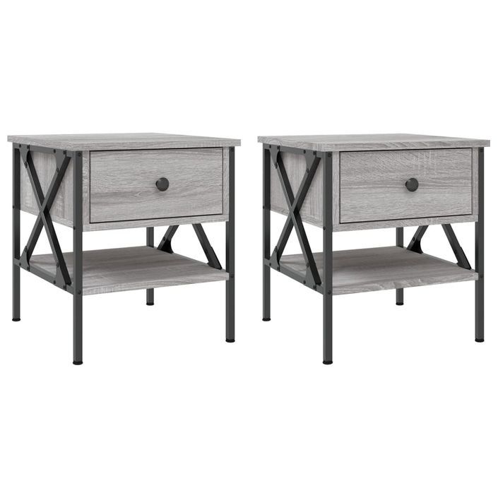 Tables de chevet 2 pcs sonoma gris 40x42x45 cm bois ingénierie - Photo n°1