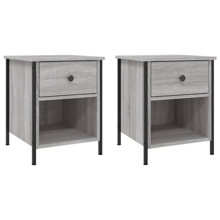 Tables de chevet 2 pcs sonoma gris 40x42x50cm bois d'ingénierie - Photo n°1