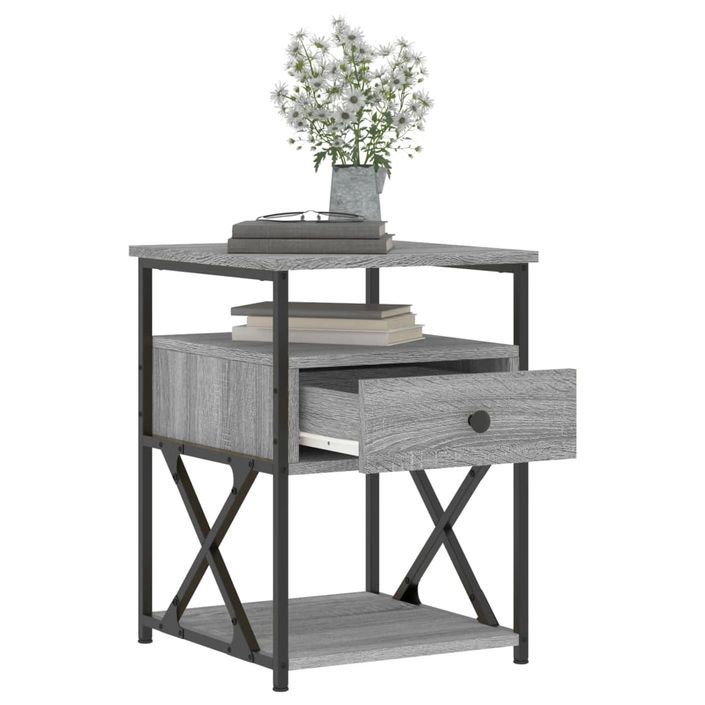 Tables de chevet 2 pcs sonoma gris 40x42x55cm bois d'ingénierie - Photo n°4