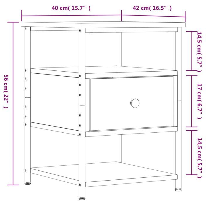 Tables de chevet 2 pcs sonoma gris 40x42x56cm bois d'ingénierie - Photo n°12