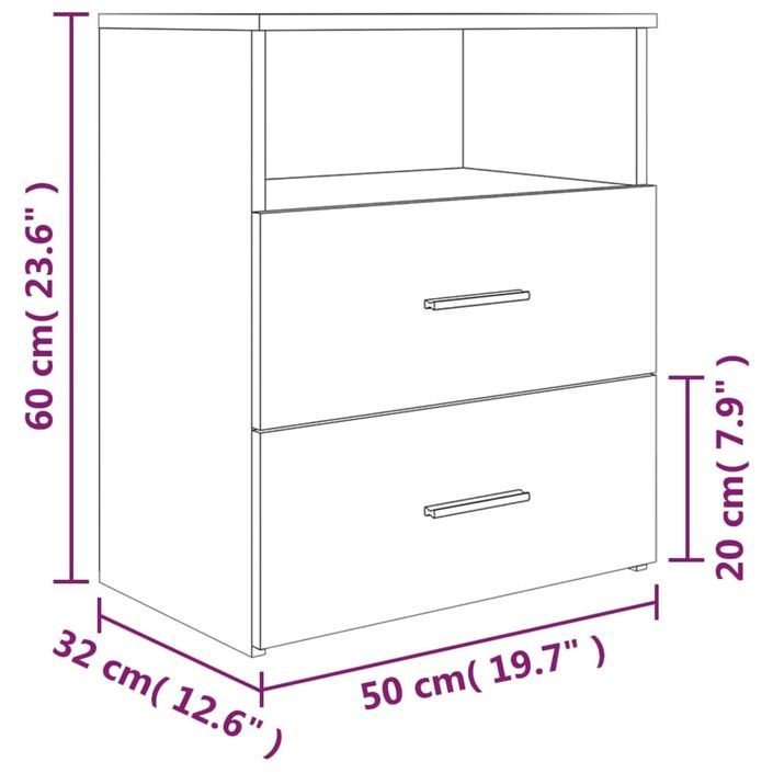 Tables de chevet 2 pcs Sonoma gris 50x32x60 cm - Photo n°9