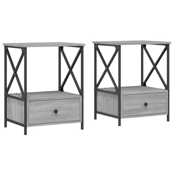 Tables de chevet 2 pcs sonoma gris 50x41x65 cm bois ingénierie - Photo n°1