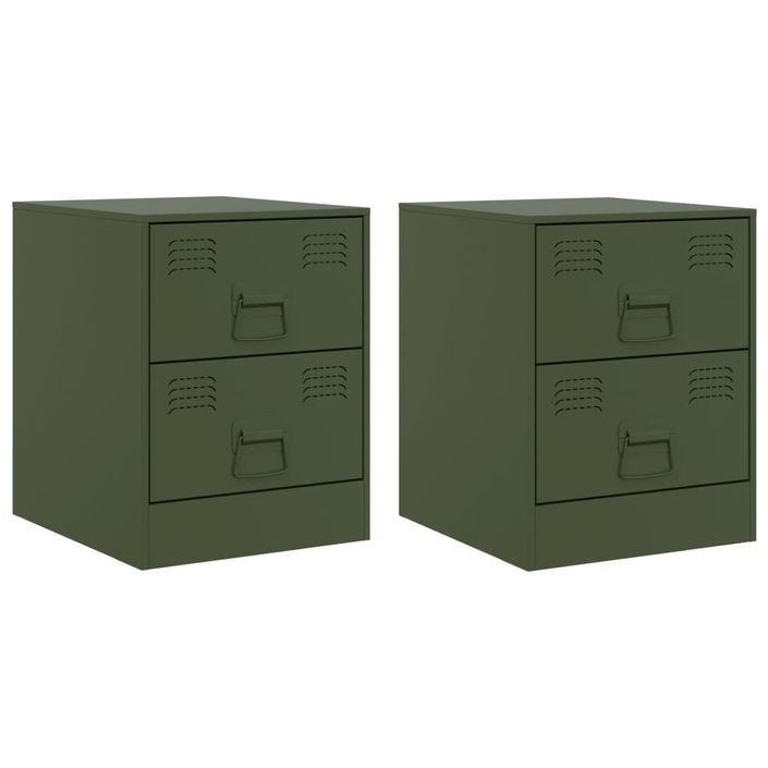 Tables de chevet 2 pcs vert 34,5x39x44 cm acier - Photo n°2