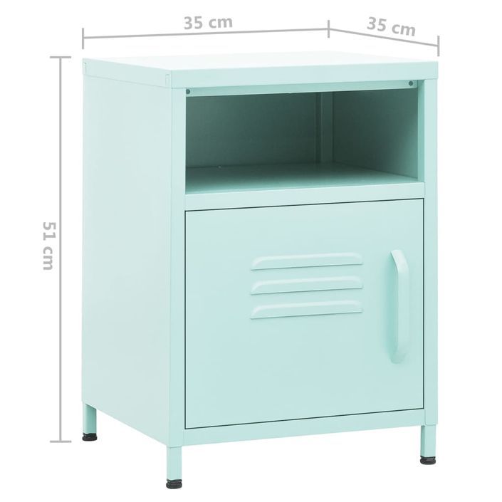 Tables de chevet 2 pcs Vert menthe 35x35x51 cm Acier - Photo n°9