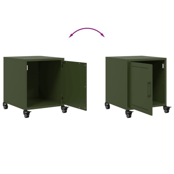 Tables de chevet 2 pcs vert olive 36x39x43,5 cm acier - Photo n°9