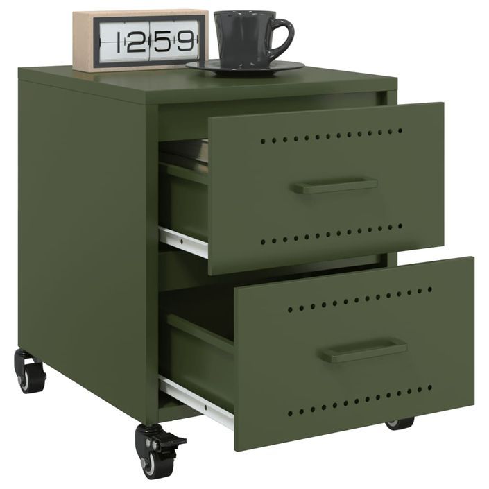 Tables de chevet 2 pcs vert olive 36x39x43,5 cm acier - Photo n°4