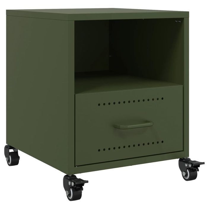 Tables de chevet 2 pcs vert olive 36x39x43,5 cm acier - Photo n°6