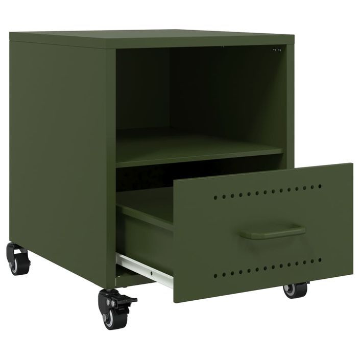 Tables de chevet 2 pcs vert olive 36x39x43,5 cm acier - Photo n°9