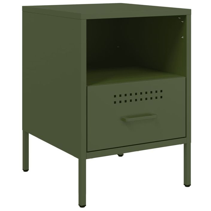 Tables de chevet 2 pcs vert olive 36x39x50,5 cm - Photo n°5