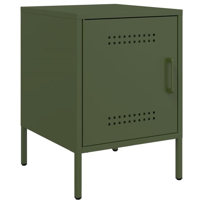 Tables de chevet 2 pcs vert olive 36x39x50,5 cm acier - Photo n°5