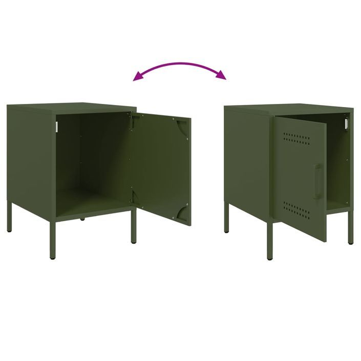 Tables de chevet 2 pcs vert olive 36x39x50,5 cm acier - Photo n°10