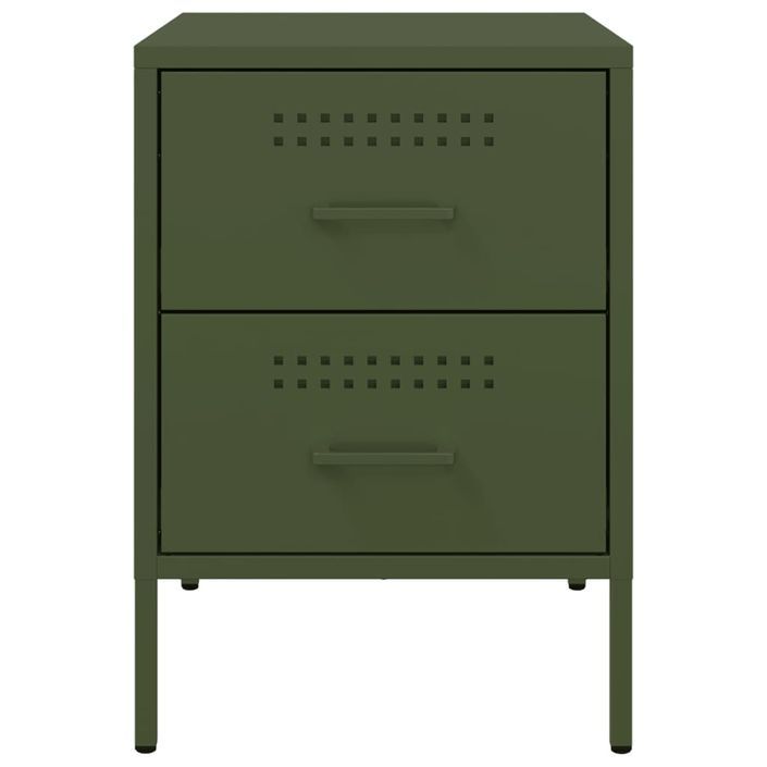 Tables de chevet 2 pcs vert olive 36x39x50,5 cm acier - Photo n°6