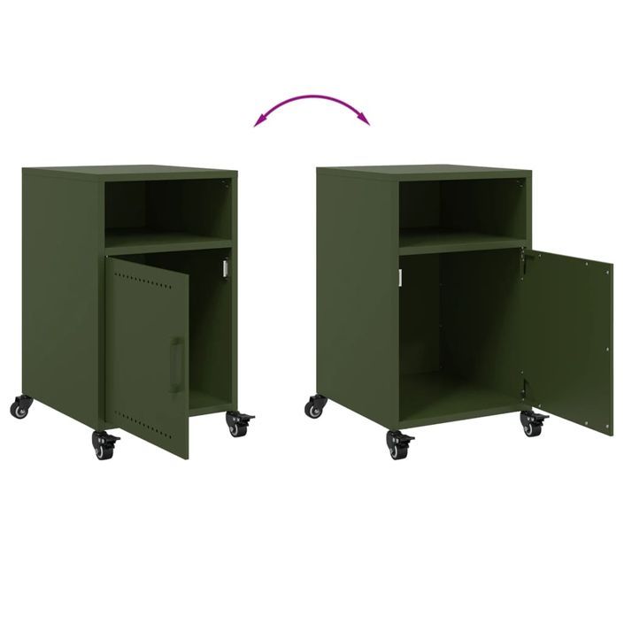 Tables de chevet 2 pcs vert olive 36x39x59 cm acier - Photo n°9