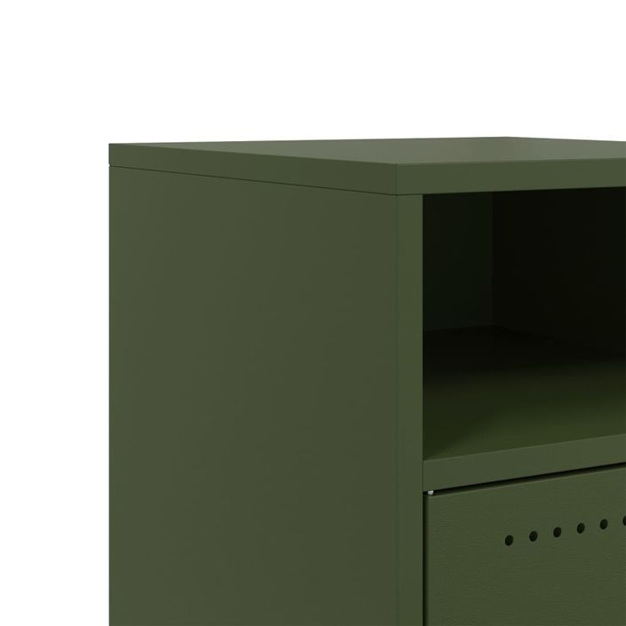 Tables de chevet 2 pcs vert olive 36x39x59 cm acier - Photo n°11