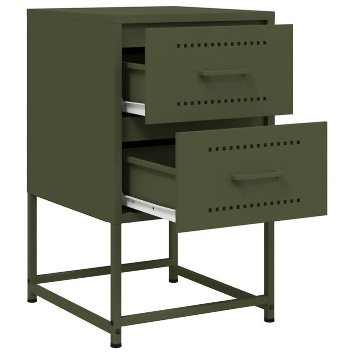 Tables de chevet 2 pcs vert olive 36x39x60,5 cm acier - Photo n°9