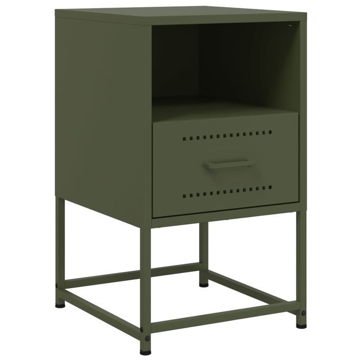 Tables de chevet 2 pcs vert olive 36x39x60,5 cm acier - Photo n°6