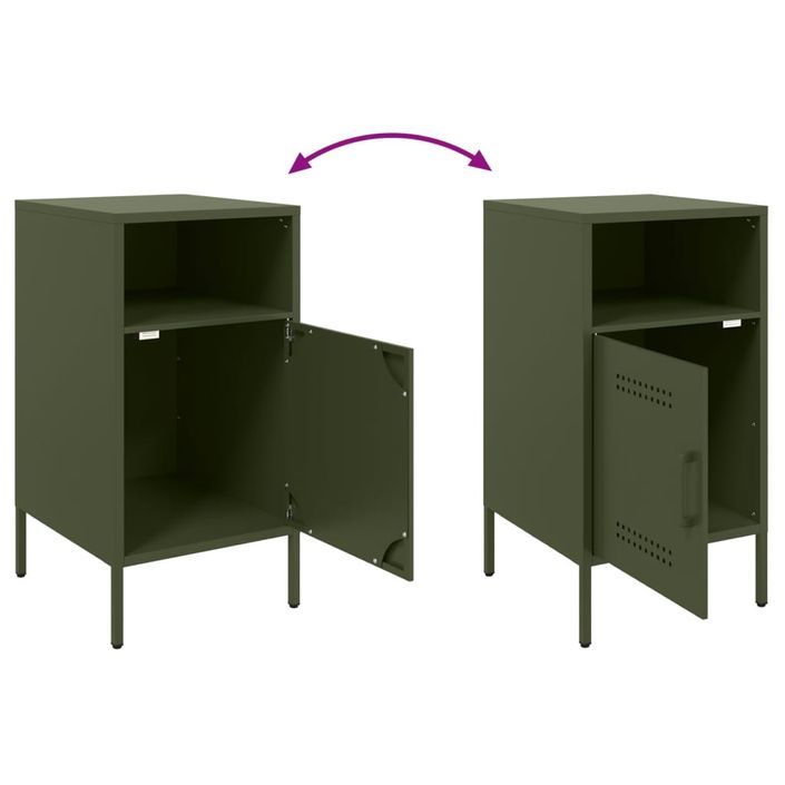 Tables de chevet 2 pcs vert olive 36x39x68 cm - Photo n°10