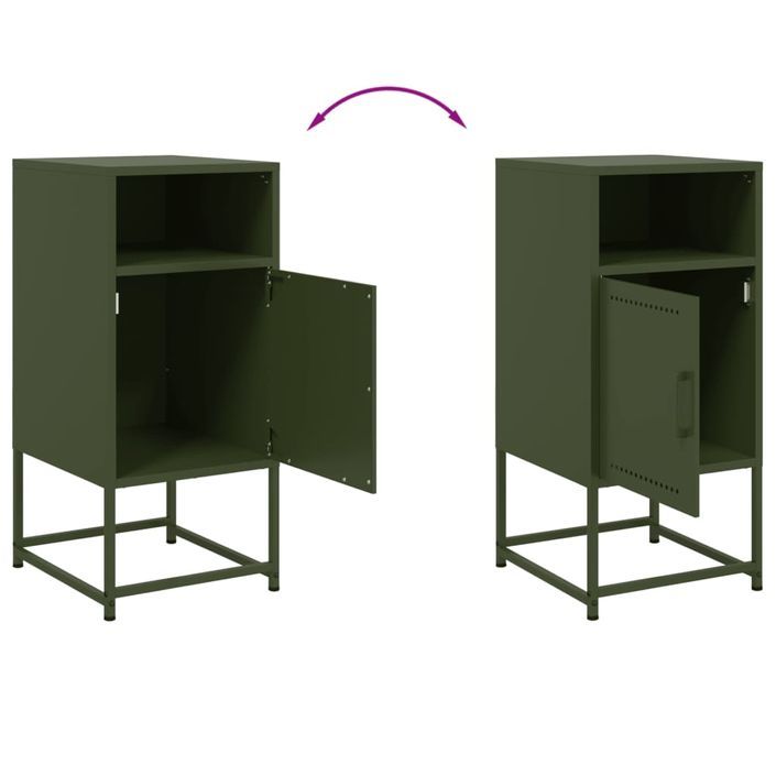 Tables de chevet 2 pcs vert olive 36x39x78 cm acier - Photo n°10