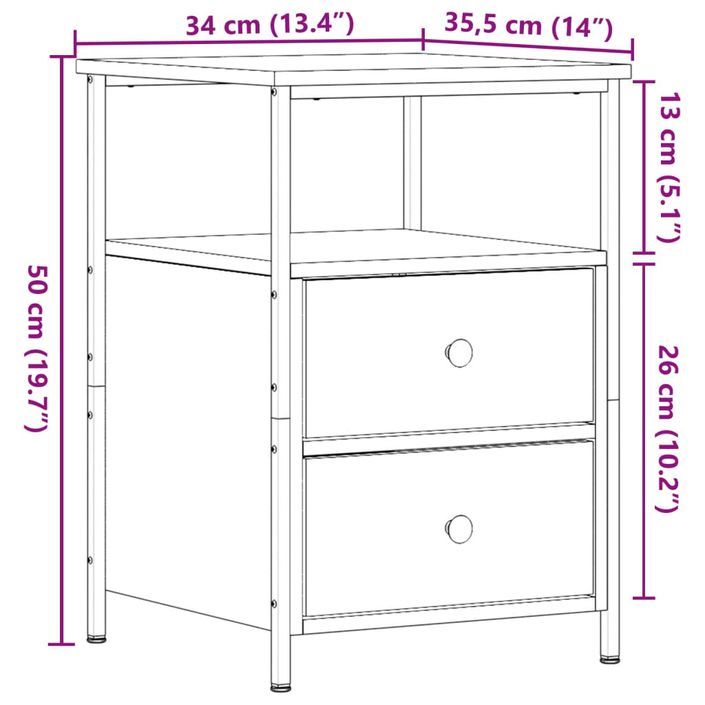 Tables de chevet 2 pcs vieux bois 34x35,5x50 cm bois ingénierie - Photo n°11