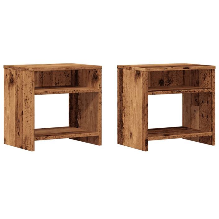 Tables de chevet 2 pcs vieux bois 40x30x40 cm bois d'ingénierie - Photo n°2