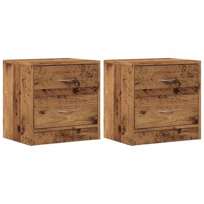 Tables de chevet 2 pcs vieux bois 40x30x40 cm bois d'ingénierie - Photo n°2