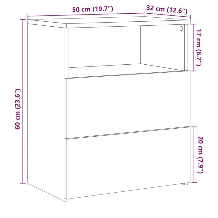 Tables de chevet 2 pcs vieux bois 50x32x60 cm bois d'ingénierie - Photo n°11