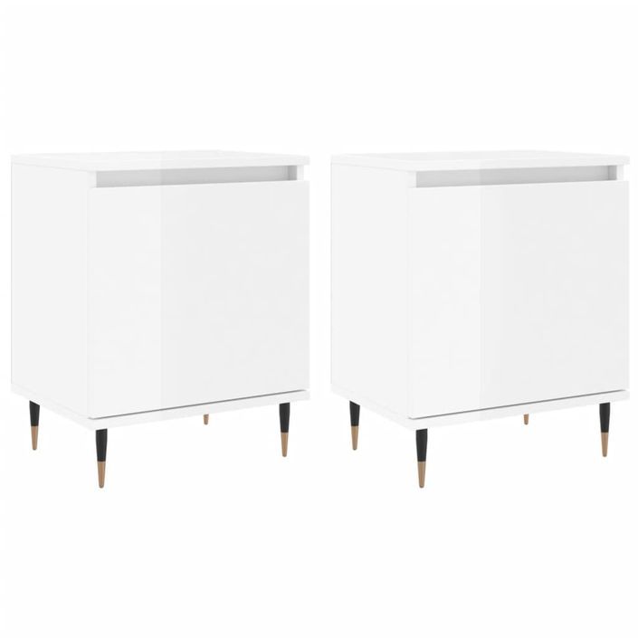 Tables de chevet 2pcs blanc brillant 40x30x50cm bois ingénierie - Photo n°1