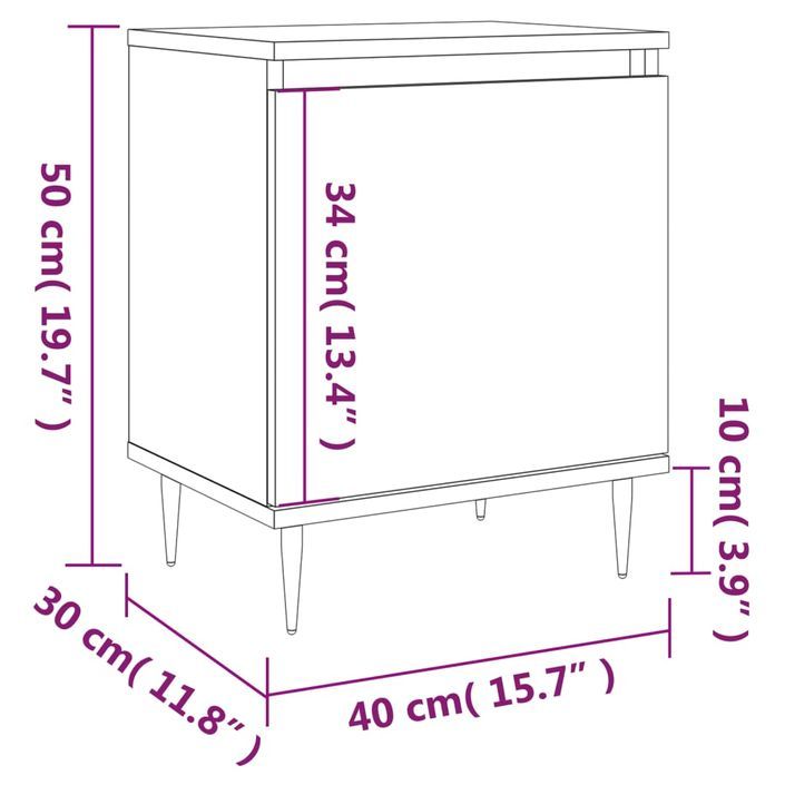 Tables de chevet 2pcs blanc brillant 40x30x50cm bois ingénierie - Photo n°12