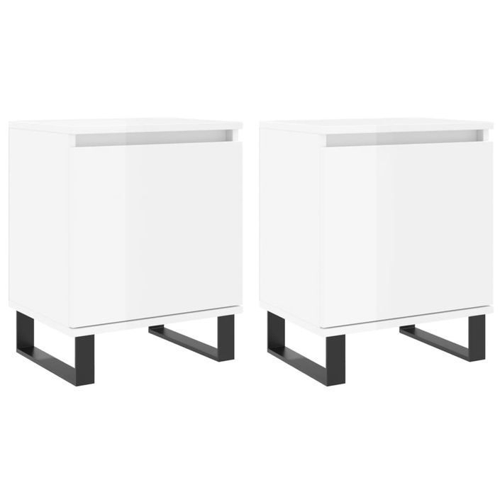 Tables de chevet 2pcs blanc brillant 40x30x50cm bois ingénierie - Photo n°2