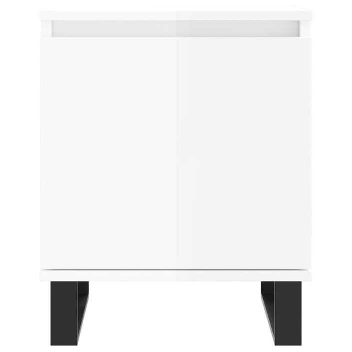 Tables de chevet 2pcs blanc brillant 40x30x50cm bois ingénierie - Photo n°5